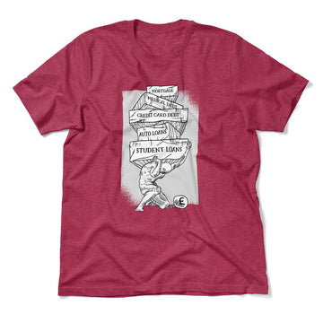 Debt Atlas Men/Unisex T-Shirt in Heather Raspberry color